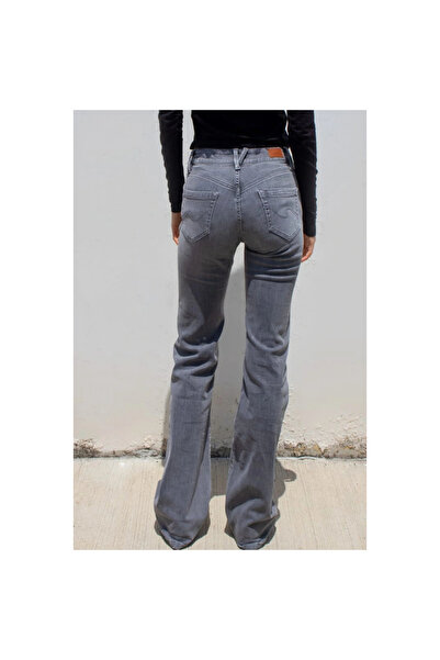 Mokşa Low Waist Gray Straight Leg Jean Pantalon
