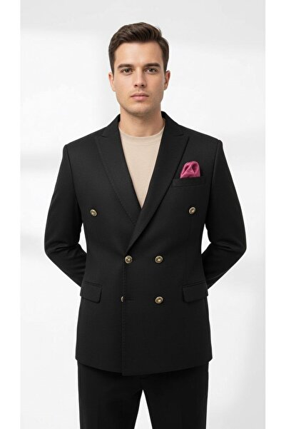 Plus Scorpion Erkek Suet Blazer Ceket – Şık Düğmeli Takım Elbise Üstü Slim Fit Model