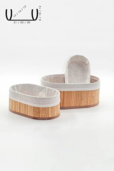 ATABY Bamboo 3-Piece Basket Set Bathroom Basket Kitchen Basket Natural Lined Cosmetic Organizer Multi-Purpose Organizer for Inside Cabinet