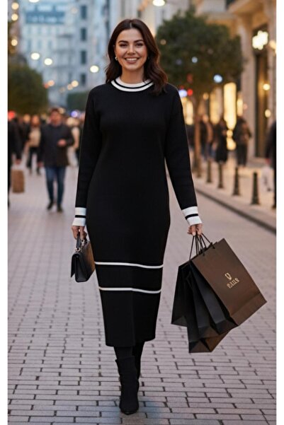 Cockatoo Rochie de tricotat lungă, elegantă, cu mâneci lungi, pentru femei