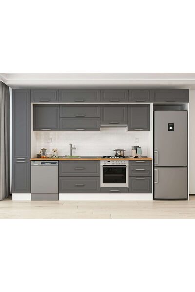 Alvinka 370X240 Cm Klasik Mebran Mutfak Dolabı Beyaz Mbb-E80B40S50-1 Mebran |...