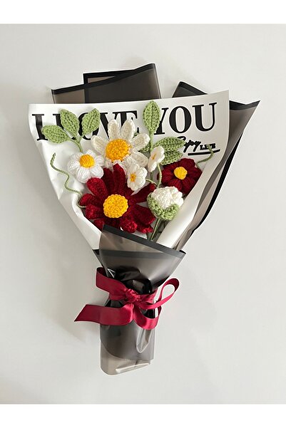 HENERA Örgü Çiçek Buketi Öğretmenler Günü- Sevgililer Günü - Hediyelik -Doğum Günü-Yapay Çiçek