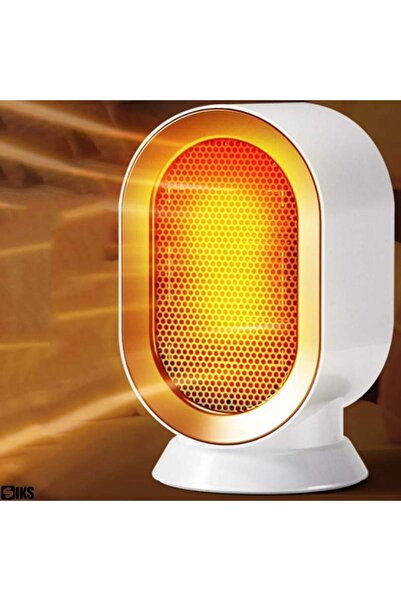 SIKS Electric Fan Heater, Mini Heater, Portable, Fast Heating 800/1200W, Thermostat, White/Orange