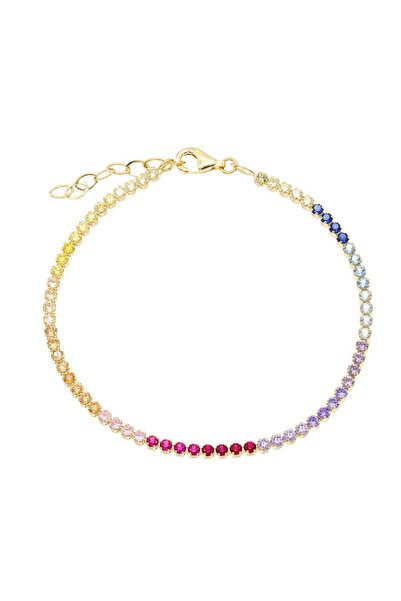 Bijuteria SORELLY Brățară tenis din aur de 14k cu pietre multicolore