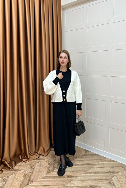 Stilife Φόρεμα Sezen Διπλό Πλεκτό Μαύρο