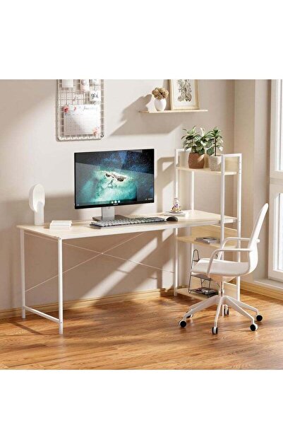 ZUIHAO Home Office Writing Computer Desk Modern Simple Study Table with Bookshelf 110x56x110cm
