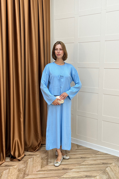 Stilife Естер Кропл Двошарове трикотажне плаття Синє