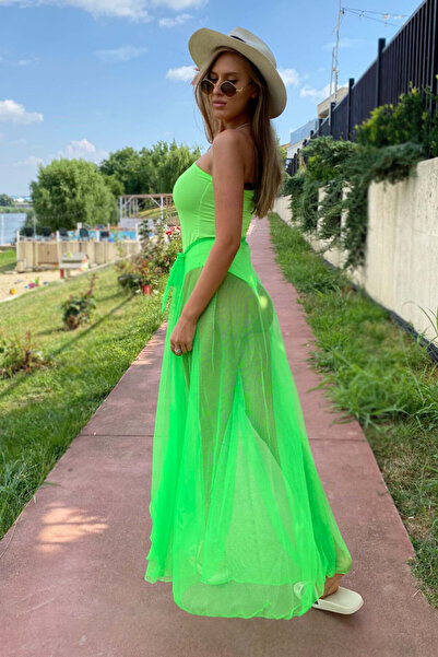 FashionForYou Beach mesh skirt, Koko, Green, One size fits all S/M/L