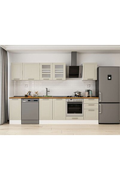 Alvinka 300X210 Cm Klasik Mebran Mutfak Dolabı Beyaz Beyaz M-E90S40S50-3 Mebr...