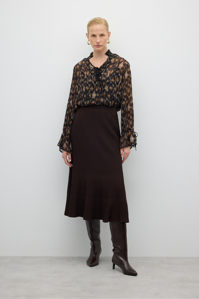 Roman Triko Midi Boy Etek Kahve K2672007_005