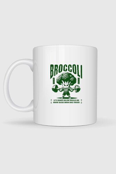 Bahriyeli Collection Broccoli Gym Fitness Greenery Design Mug Cup
