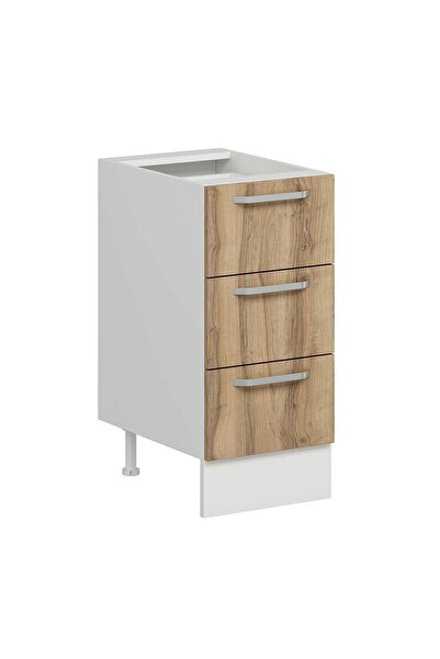 Alvinka Mutfak Modül Duz Alt 3Ç Nray 40Cm Dolap Beyaz Dore Suntalam