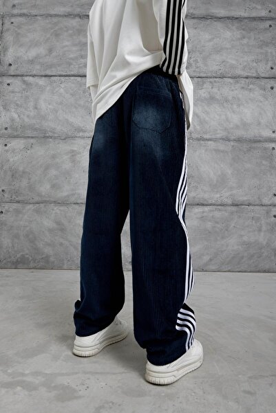 NOMARC Παντελόνι με βελούδινη ρίγα σε μπλε ναυτικό χρώμα NMRC