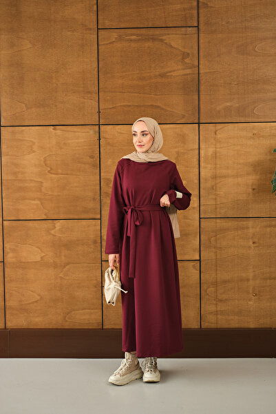 LOCCO Women's Arma Detail Dress Burgundy