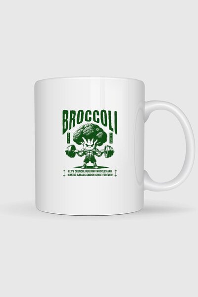 Bahriyeli Collection Broccoli Gym Fitness Greenery Design Mug Cup