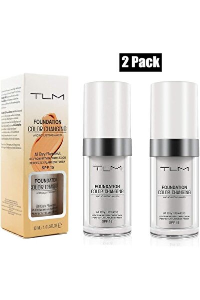 Generic TLM Color Changing Foundation - Pack of 2, Liquid Color-Adjusting Foundation, Warm Skin Tone, SPF 15
