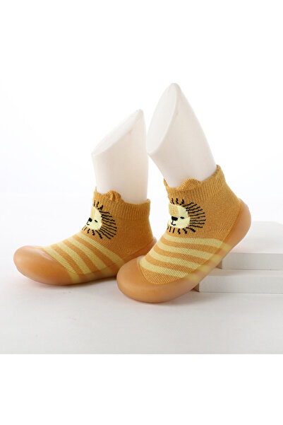 Superbaby Mocasini galben mustar cu talpa antiderapanta - Lion
