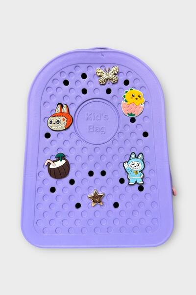 Liger Rucsac pentru grădiniță Eva perforat din silicon moale pentru copii, liliac