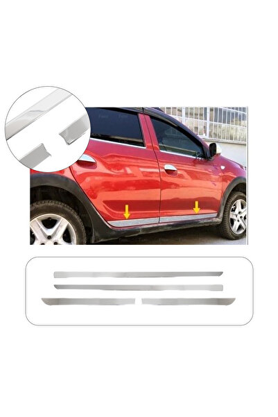 ServetDizaynOto Dacia Sandero Stepway Uyumlu 2013 Ve Üzeri Krom Yan Kapı Çıta...