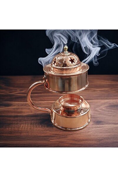 Bakır Center Bakır Buhurdanlık Bakır Mumluk Bakır Tütsülük Çekiç Dövmeli El Y...