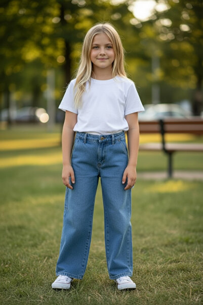 ASL GOLF CLUB Дънки с широки крачоли и свободна кройка за момичета