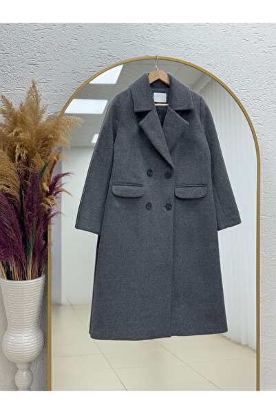 BENAHOLL Dora Buttoned Coat with Hidden Pocket Detail-Un328 Anthracite
