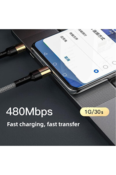 Voltres USB-C to USB-C 100W data and charging cable, Smart Chip, 480Mbps, 2m, braided, Black