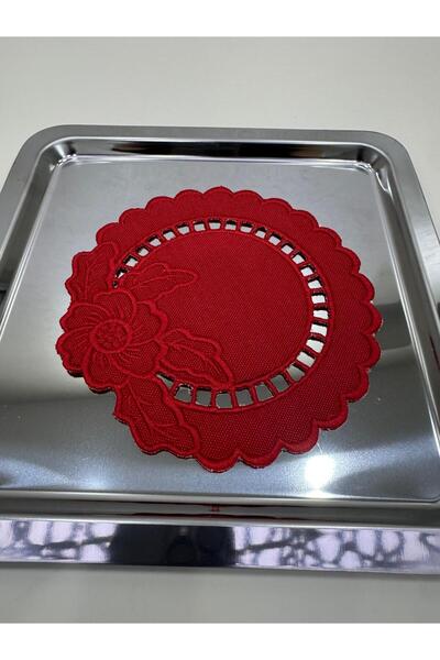 İNCİ ÇEYİZ 6 Pieces Linen White Embroidered Coffee Side Cocktail Napkins & Coasters.