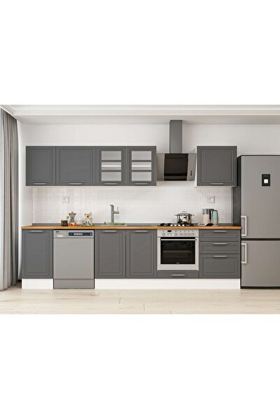 Alvinka 305X210 Cm Klasik Mebran Mutfak Dolabı Beyaz Beyaz M-E80S45S60-3 Mebr...