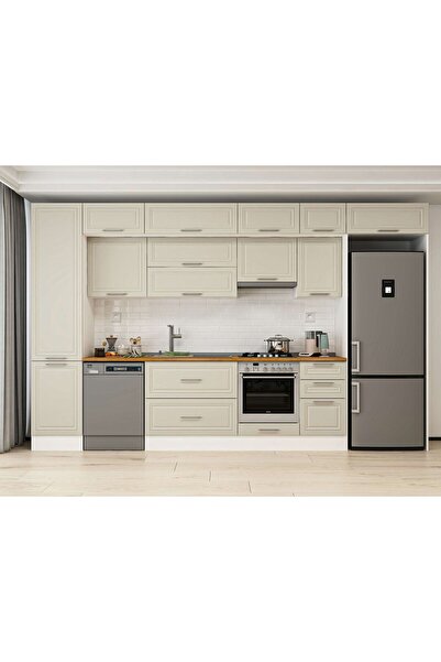 Alvinka 375X240 Cm Klasik Mebran Mutfak Dolabı Beyaz Mbb-E80B50S45-1 Mebran |...