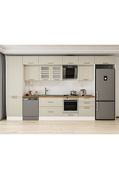 Alvinka 410X240 Cm Klasik Mebran Mutfak Dolabı Beyaz Mbb-E90B60S60-3 Mebran |...