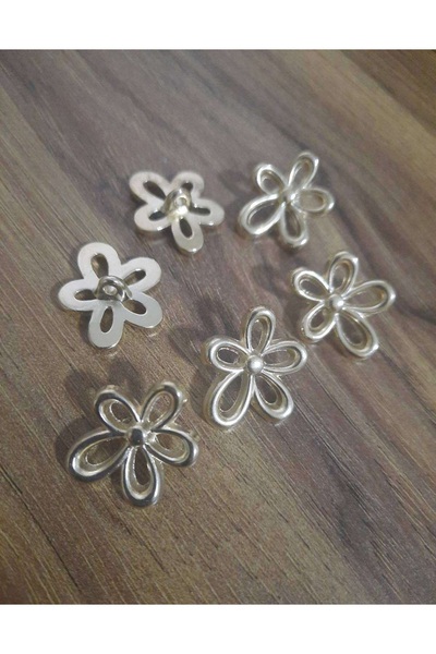 İMREN AKSESUAR Flower Gold Plated Metal Button 2.5 cm 1 Pack 6 Pieces