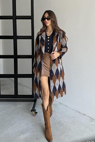 Suziş ПУХОВИЙ ПАЛЬТО З ПІДКЛАДКОЮ З ВЗОРЦЕМ БАКЛАВА CR8109