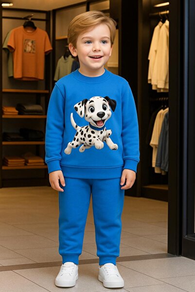 playwear Σετ Φούτερ-Φόρμα με Σχέδιο Σκύλου που Τρέχει και Κουνιέται, για Ηλικ...