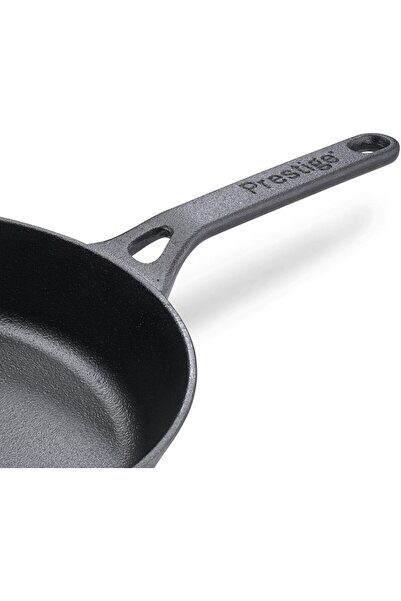 Prestige 22 cm Cast Iron Frying Pan (Induction Compatible) PR48902 - Black