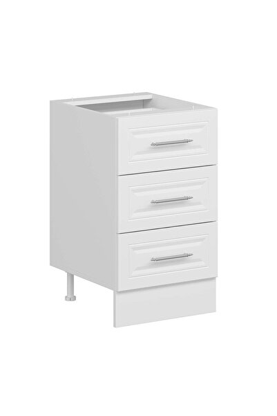 Alvinka Mutfak Modül Mbr_C Alt 3Ç Nray 50Cm Dolap Beyaz Beyaz Mdf