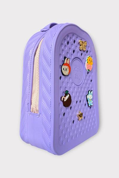 Liger Rucsac pentru grădiniță Eva perforat din silicon moale pentru copii, liliac
