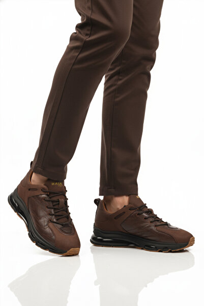 WALKWAY Brown Lace-Up Genuine Leather Men's Sports Shoes 2623 m