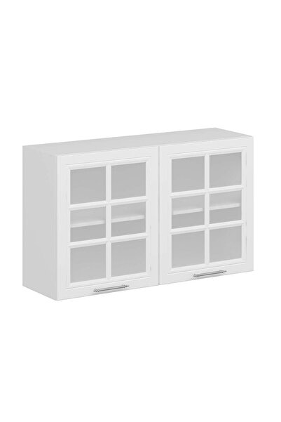 Alvinka Mutfak Modül Mbr_C Üst 2Dk1R 120-H72Cm Dolap Cam Beyaz Beyaz Suntalam