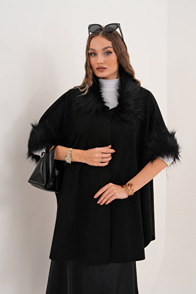 NAVY Süet Kısa Panço