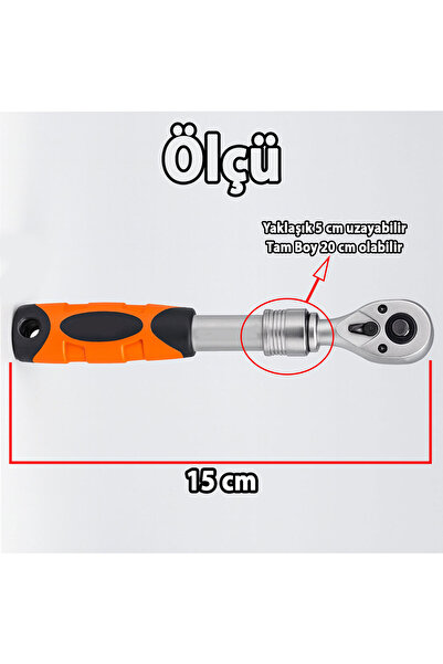 Badem10 Extendable Ratchet Handle 72 Teeth 1/4 Inch Socket Wrench Steel Professional High Torque Slim Structure