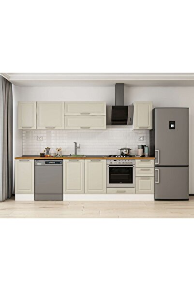 Alvinka 280X210 Cm Klasik Mebran Mutfak Dolabı Beyaz M-E80S40S40-2 Mebran | K...