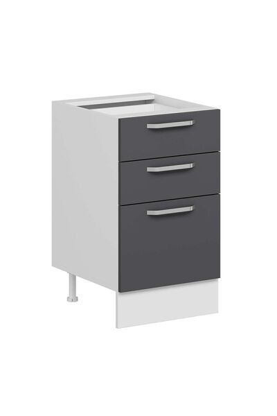 Alvinka Mutfak Modül Duz Alt 3Ç1B2K Nray 50Cm Dolap Beyaz Antrasit Suntalam