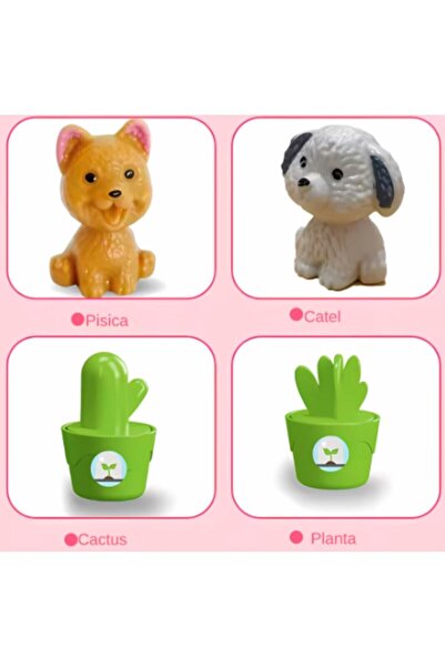 MACVI Dollhouse with light effects, MACVI, 105 pieces, 2 dolls included, light pink