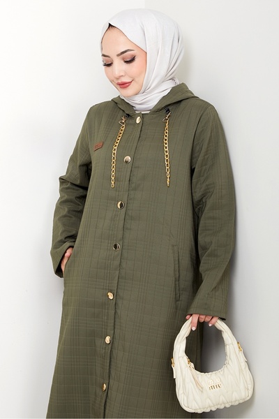 Bestenur Καπέλο με κουμπιά με λεπτομέρεια αλυσίδας 1647 - Χακί