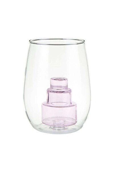 Generic كوب زجاجي شفاف - كوب ماء وعصير مزدوج الجدار بتصميم أنيق