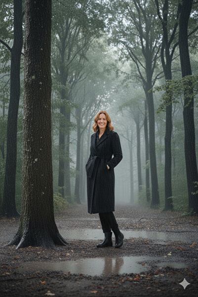 LİMABEL Flrn Coat Black Belted Pocketed Long Cashmere Winter Women's Coat-1