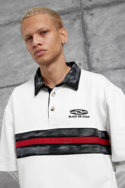 NOMARC Λευκό φούτερ Nmrc με λαιμόκοψη πόλο με μανίκια oversized