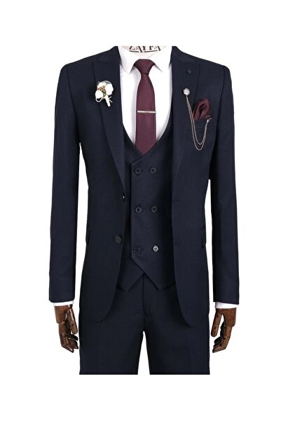 Biçeq Collection Men's Vested Sports Slim Fit Suit_Black