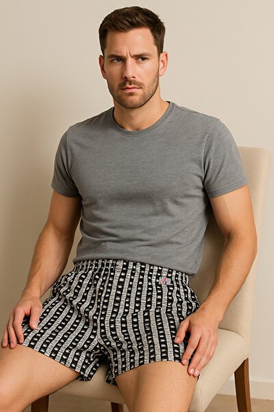 Çeşme Home Baytaş 100% Cotton Patterned Men's Boxer - Comfortable Fit, Elastic, No Buttons, Breathable Fabric